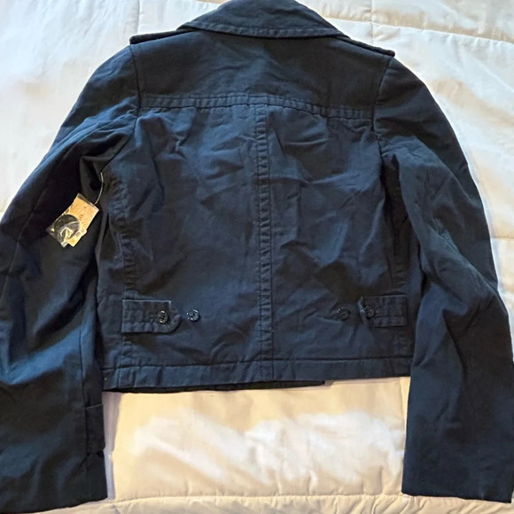 NEW Ralph Lauren Denim & Supply Cotton Double Breasted Peacoat M Navy Cropped - Picture 8 of 8